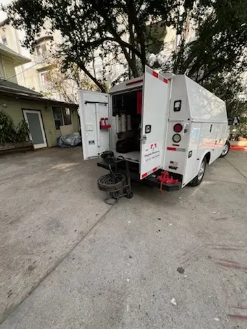 Magnet Plumbing service vehicle on-site for Slab Leak Repair in Koreatown